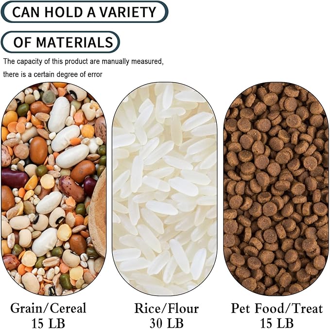 25LB/13L Airtight Flour Rice Grain Cereal Storage Container With Spoon & Measuring Cup & Handle, 2 Pack (Holds 50LBS) Pet Dog Cat Dry Food Bin, Easy to Move & Keep Food Fresh(400 oz)