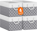 Fab totes Storage Bins [45-Pack], Foldable Storage Baskets for Organizing Toys, Books, Shelves, Closet, Large Storage Box with Rope Handles, Sturdy Organizer Bins, White & Black