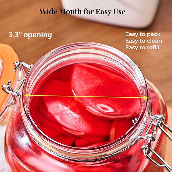 2L Wide Mouth Fermentation Jars, Pack of 2 Complete Fermenting Kit with Airlocks & Glass Weights for Sauerkraut, Kimchi & Pickles