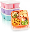 Bento Box Adult Lunch Box- 4 Pack,4 Compartment Snack Containers Reusable Meal Prep Stackable BPA-Free Lunch Containers for Home, Work, Travel (4 Color)