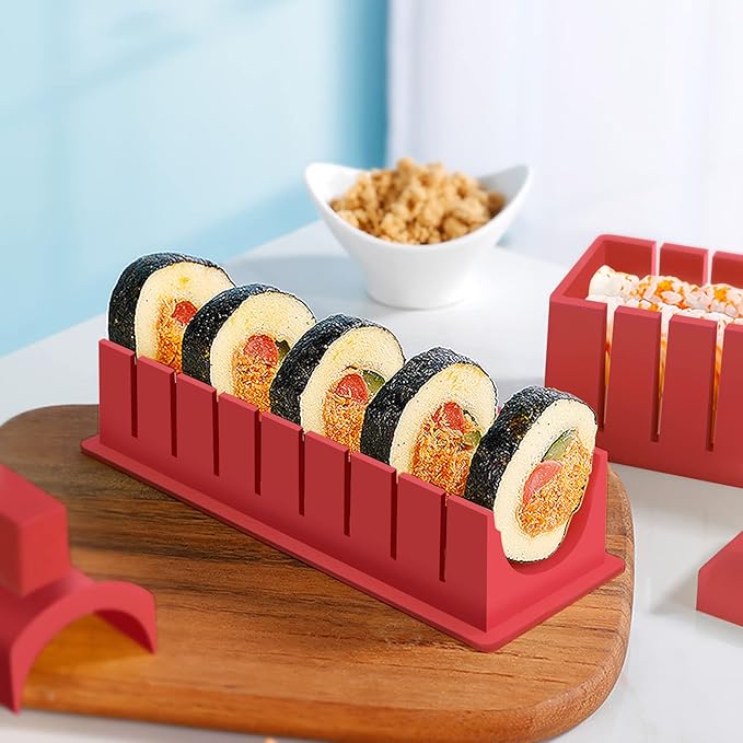HI NINGER Sushi Making Kit Deluxe Edition Complete Sushi Maker Kit 12PCS Home Sushi Mold Press with Sushi Rice Roll Mold Shapes,Fork , Sushi Knife,Sushi Rolling Mat,Chopsticks