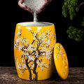 Large Ceramic Jar For Rice Ceramic Rice Bucket Ceramic Rice And Grain Storage Container With Lid Rice Containe Rice Storage Bins Rice Storage Box for Flour/Coffee/Nuts/Tea Moisture-Proof(Yellow,Capaci