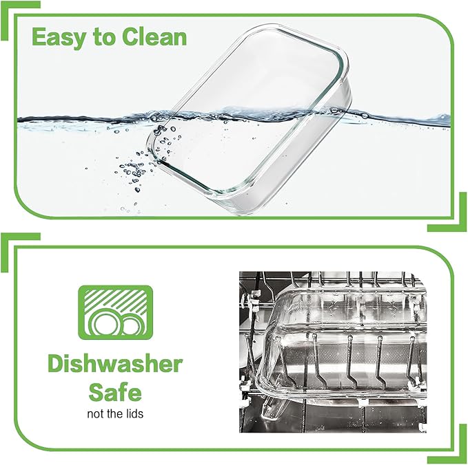 8 Pack 36oz Large Glass Meal Prep Containers with lids, Glass Food Storage Containers with Leak Proof Snap Lock Lids , Airtight Bento lunch Boxes, Kitchen Storage, Oven and Dishwasher Safe-Pink