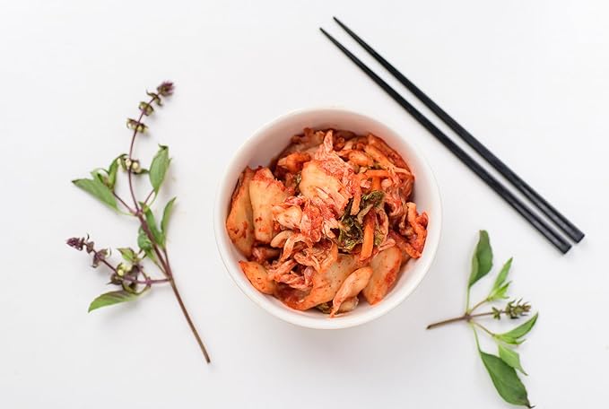 Traditional Korean Kimchi, 1 lb, Authentic Fermented Pickled Cabbage Sliced Spicy Napa Cabbage with Anchovy & Shrimp, Probiotic-Rich, Perfect with Ramen, Noodles and Rice