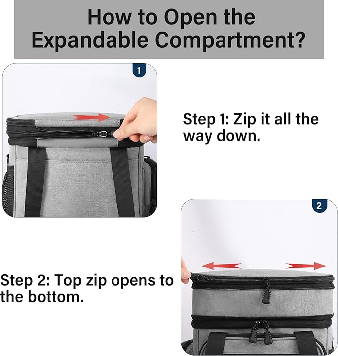 TENKIST Expandable Tactical Lunch Box, Large Insulated Lunch Cooler Bag Heavy Duty Leakproof Lunch Pail for Men Adults Work Office Outdoor Picnic Trips,16L,Grey