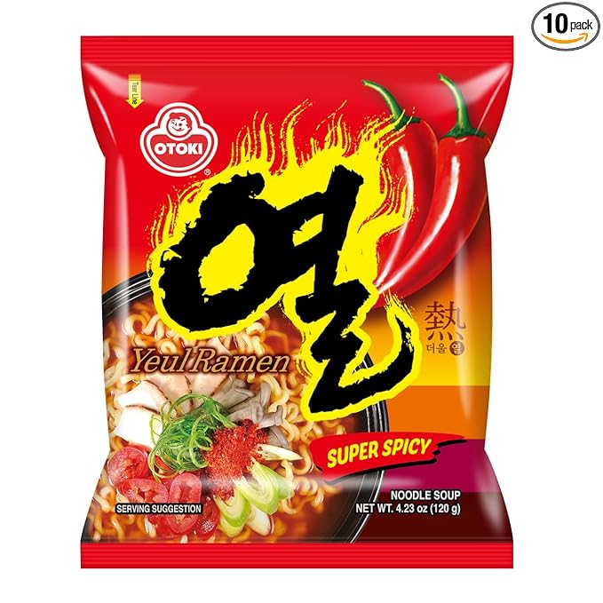 OTOKI YEUL Ramen, Super Spicy Korean Instant Noodles, Extreme Hot & Savory Broth, Chewy Noodles, 4.23 oz (Pack of 10)