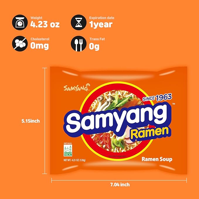 Samyang Ramen Korean Noodle Soup, 4.23 oz (Pack of 5)