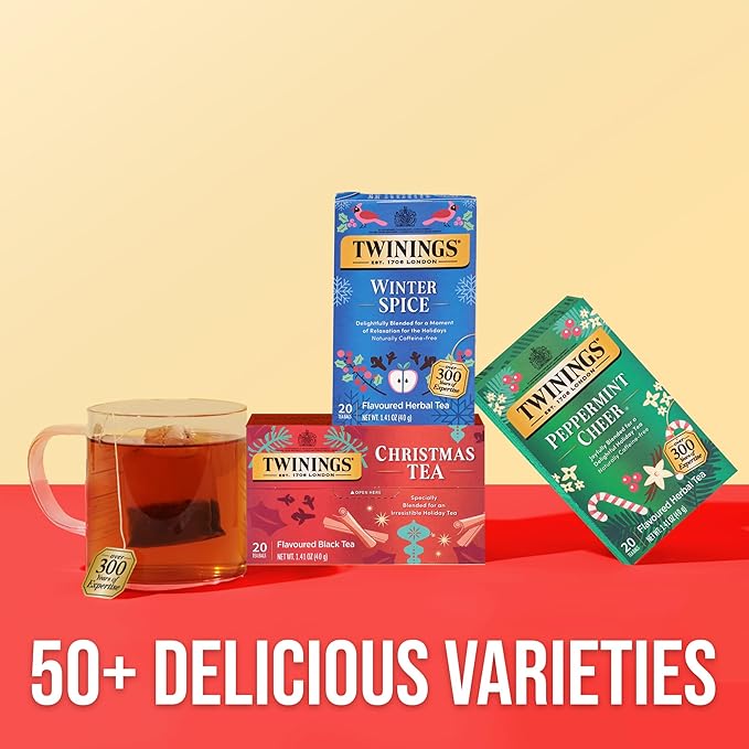 Twinings Winter Spice Herbal Tea Individually Wrapped, 20 Count (Pack of 6), Includes Camomile, Apple, Cinnamon, & Clove, Caffeine-Free, Enjoy Hot or Iced