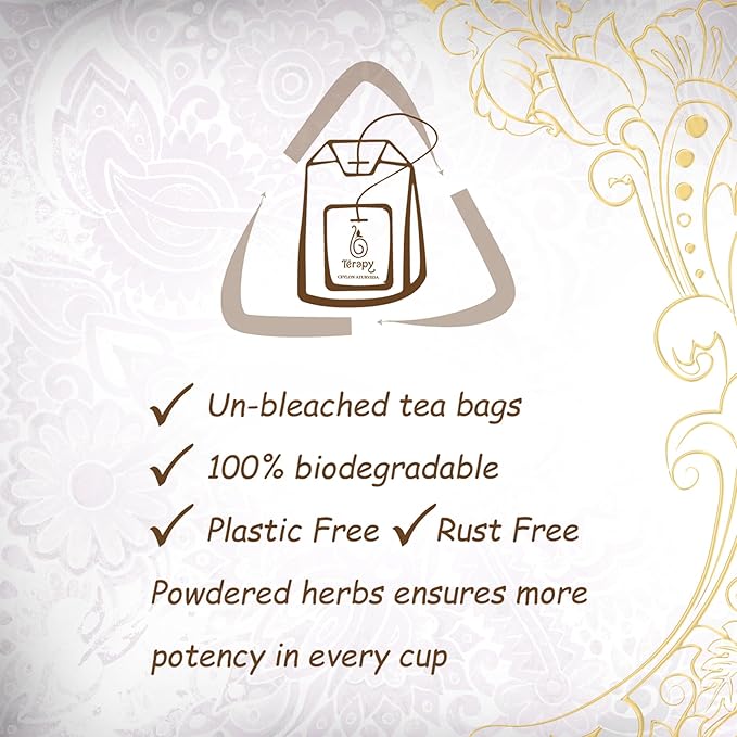 TERAPY Ceylon ImmunTea - Ayurvedic Immunity Tea with All Pure Herbal Ingredients, Ginger & Triphala for Immune Defense, Fortify Your Immunity, Low Caffeine, 20 Individually Wrapped Bags (Pack of 1)
