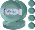 Homienly Flat Dinner Plates Set of 8 Alternative for Plastic Plates Microwave and Dishwasher Safe Wheat Straw Plates for Kitchen Unbreakable Kids Plates(Green, 10 inch)