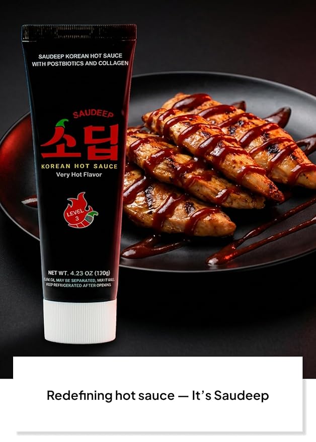 Korean Food Saudeep Korean-Style Hot Sauce, Gochujang Sauce, Warm Heat with Deep Savory Flavor, Versatile Sauce for Meat, 4.23 oz