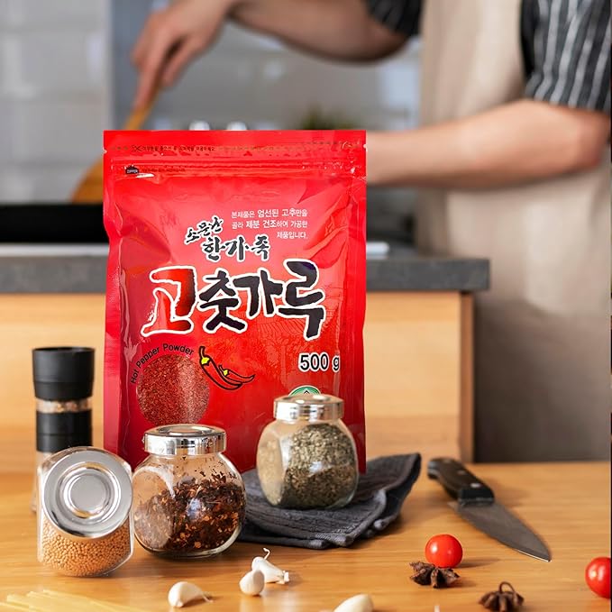 COELO Korean Red Pepper Powder 1.1 lb (500g) | Spicy Gochugaru Flakes Korean Spice Seasoning for Gochujang Kimchi Stew Stir-fry Sun Dried Powder Red Chili Pepper | VEGAN, No MSG