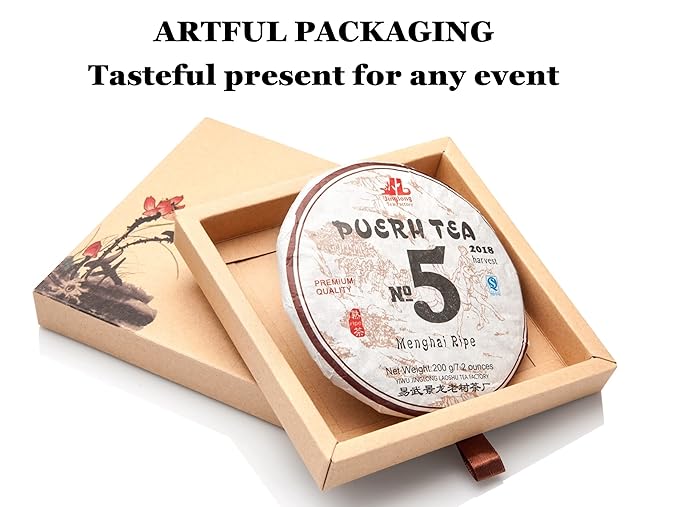 Jinglong Tea Factory - Puerh Tea No5 (80 Cups) Ripe Pu-erh Tea Mini Cake (7.1 Ounce)