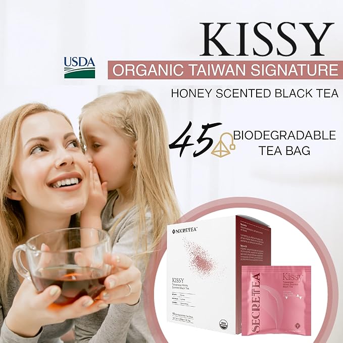 Organic TAIWAN Honey Scented Black tea bag | Sugar Free | Good for Cold brew Tea | Natural Antioxidants 45 Sachet Tea Bags | By T SECRETEA, Kissy