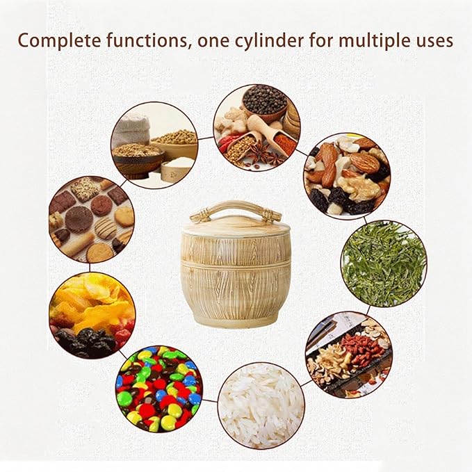 Large Capacity Food Rice Storage Jar with Lid Ceramic Airtight Rice Dispenser Pot Food Storage Container Kitchen Sealed Jar Grain rice Dispenser for Flour Soybeans(33x32cm/13x12.6in)