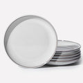 Pokini Salad Plates Set of 6, Microwave Safe Plates for Dessert, Appetizer, Scratch Resistant and Dishwasher Safe, Moonstone White