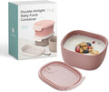 Silicone Baby Food Storage Containers with Airtight Lid, BPA-Free Leak-Proof Baby Food Jars, Microwave & Dishwasher Safe Reusable Snack Containers with Lids for Baby Led Weaning, Dry Rose