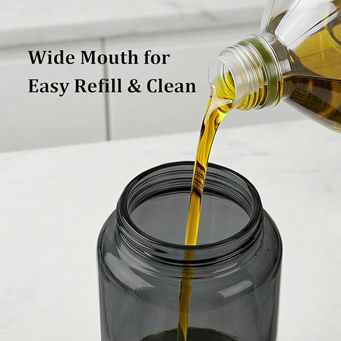Aelga Olive Oil Dispenser Bottle for Kitchen, 2-Pack 14oz Dark Glass Oil and Vinegar Dispenser Set, Auto Flip Lid, UV-Protected Cooking Oil Cruet with Drip-Free Pour Spout