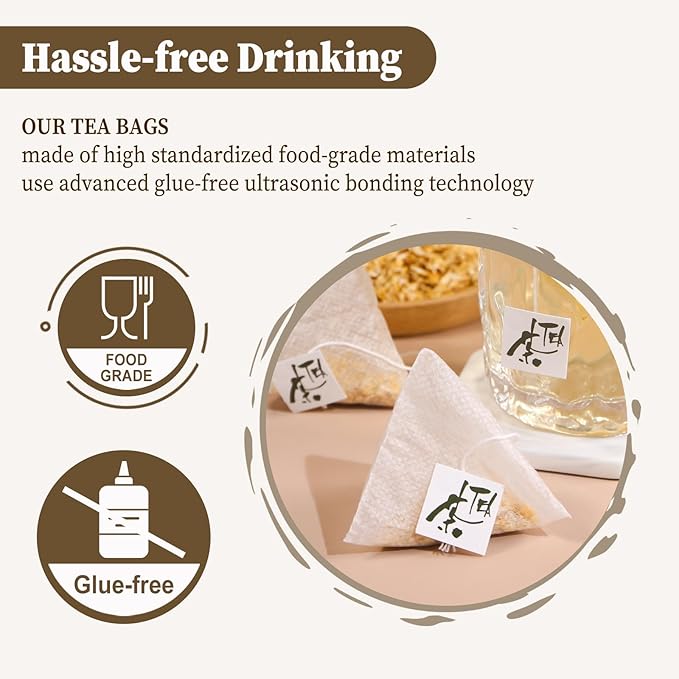 FullChea - Ginseng Tea bags, 60 Teabags - Pure Ginseng Root Tea - Caffeine-Free Herbal Tea with Wellness Support