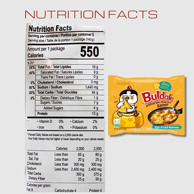 Samyang Buldak Hot Chicken Spicy Ramen Korea Instant Packaged Noodles,4.94 oz,Cheese,5 Pack