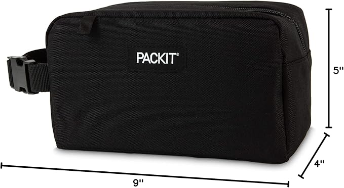 PackIt Freezable Small Insulated Snack Box, Black, with EcoFreeze Technology (Built-in Ice Pack), Mini Cooler or Small Lunch Bag, For Fresh Snacks On the Go, for Work, Gym, or Travel