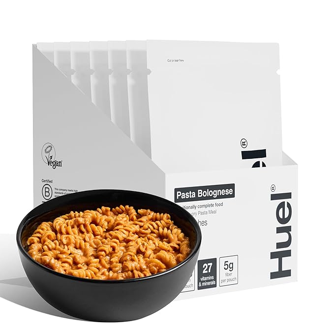 Huel Hot and Savory Meal Packs | Bolognese | Up to 25g Protein Plant Based Instant Meal | 27 Vitamins and Minerals | 100% Nutritionally Complete | 7 Pack