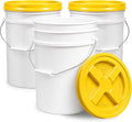 ePackageSupply 5 Gallon Bucket - Food Grade Bucket with Airtight Gamma Seal Screw-On Lid, BPA-Free, Heavy-Duty 90 Mil HDPE Plastic, Bulk Storage, Durable Container, Made in USA, White/Yellow, 3 Packs