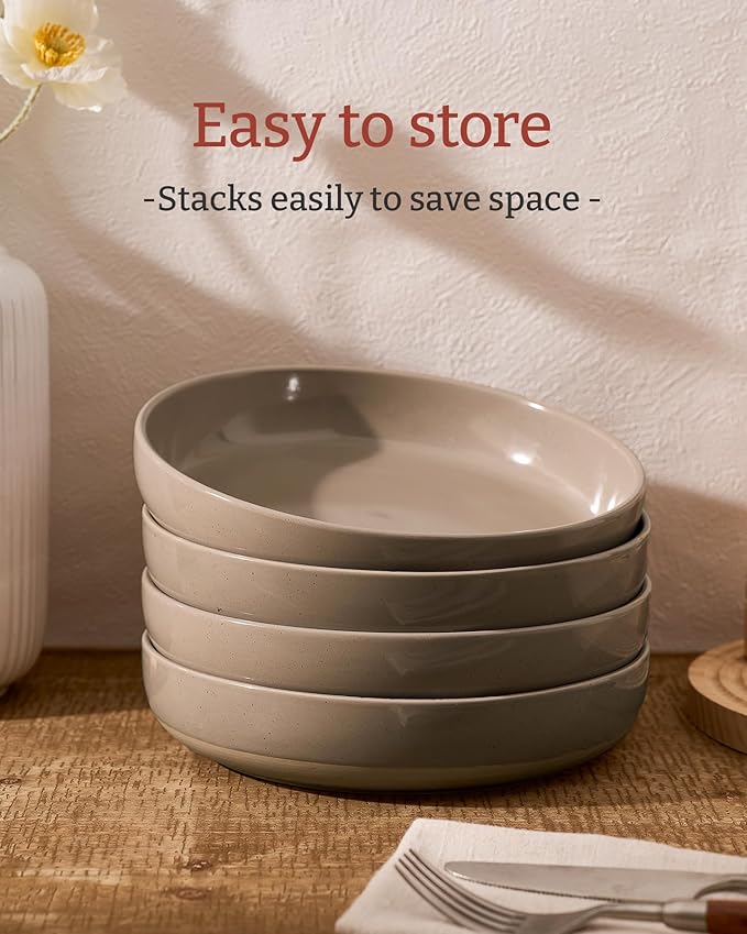 famiware Milkyway 33 oz Bowl Set, Pasta Bowls Set of 8, Salad Bowls Perfect for Your Friend for Housewarming, Thanksgiving, Christmas, Cinnamon Brown