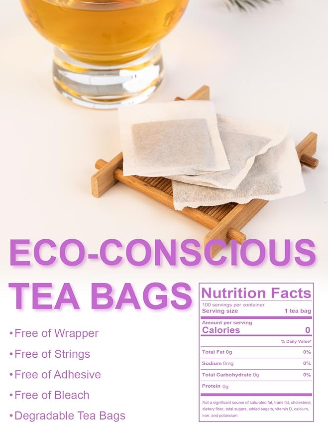 TeeLux Decaf Jasmine Green Tea Bags, Decaffeinated Jasmine Scented Green Tea, Pleasant Aroma & Smooth Taste, 100 Count