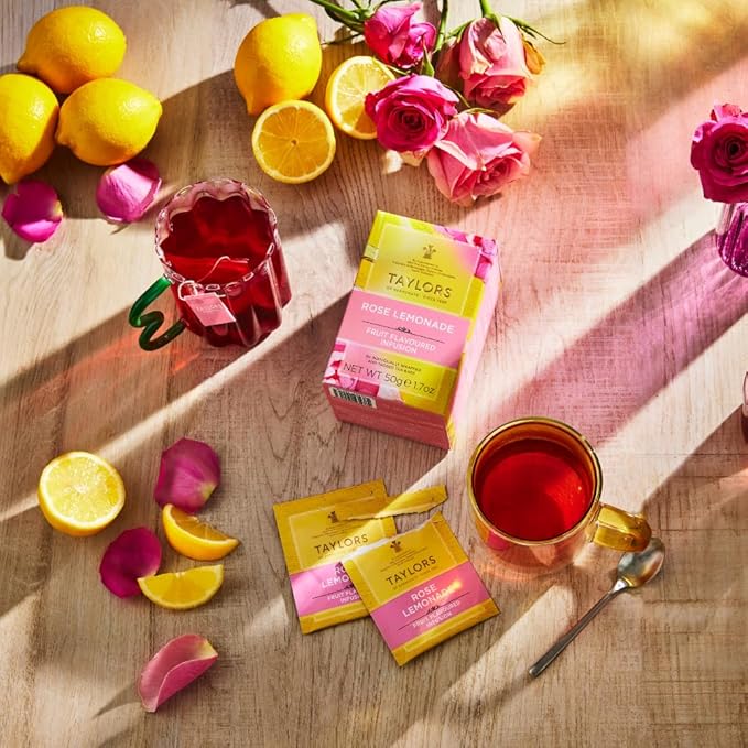 Taylors of Harrogate Rose Lemonade Infusion Individually Wrapped Bags, 20 Count (Pack of 1), Zingy, Refreshing and Fragrant, Caffeine-Free, Enjoy Hot or Iced, 20 Teabags