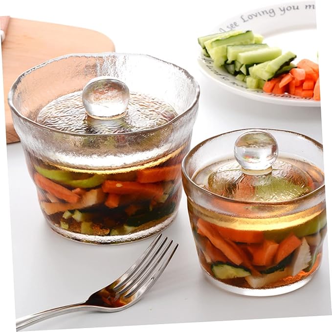 Mikinona Transparent Pickle Jar with Airtight Lid 5.11 Inch Clear Kimchi Storage Container Kitchen Food Preservation Storage Box