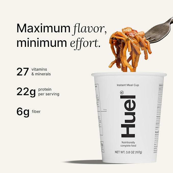 Huel Hot and Savory Cups | Korean BBQ | 25g Protein Plant Based Instant Meal | 27 Vitamins and Minerals | 100% Nutritionally Complete | 8 Cups