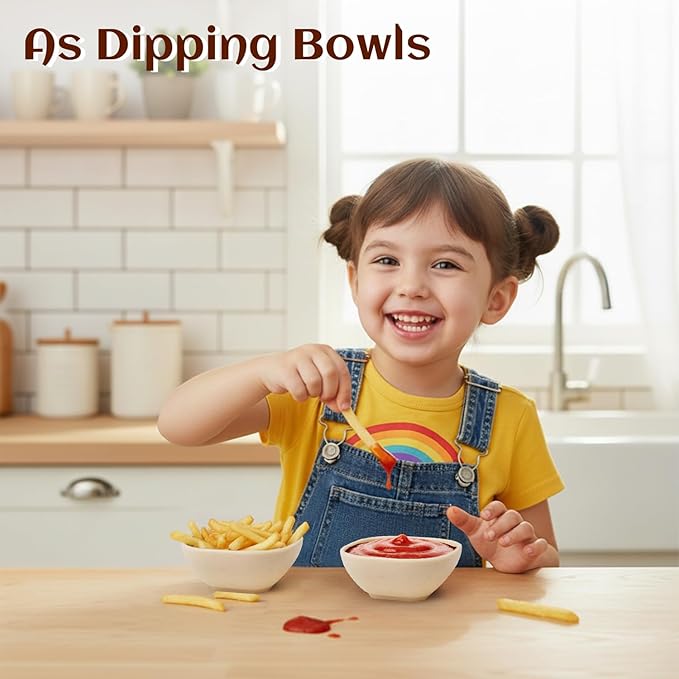 5 OZ Dipping Bowls Sets of 6, Wheat Straw Small Bowls for Dips, Small Ramekins for Side Dishes, Sauce, Unbreakable Charcuterie Cups, Charcuterie Bowls for Kitchen, BBQ, Party, RV - Beige