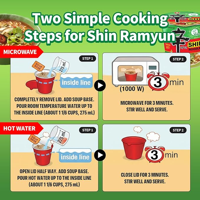 Nongshim Shin Ramyun Vegan, 2.64 Ounce, Pack of 6