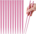 10 Pairs Fiberglass Chopsticks Non-Slip Tips, Dishwasher Safe & Reusable Japanese Korean Chopsticks for Sushi Ramen, 9.63 inch/24.5cm Chop Sticks for Family Restaurant - Pink