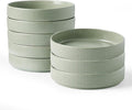 famiware Star 7.5" Pasta Bowls Set, Salad Bowl Set of 8, Double Reactive Glaze, Stackable, Ideal for Your Friend for Housewarming, Festivals, Light Green