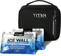 Titan by Arctic Zone Fridge Cold Lunch Box with 2 Gel Ice Packs, Small Insulated Cooler Bag with Leak Proof Lining for School and Work, Black Ice