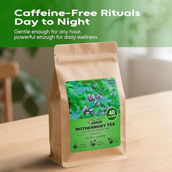 FullChea - Motherwort Tea, 40 Teabags - Premium Dried Motherwort Herb - Non-GMO - Caffeine-Free - Your Ideal Tea Break for Natural Wellness