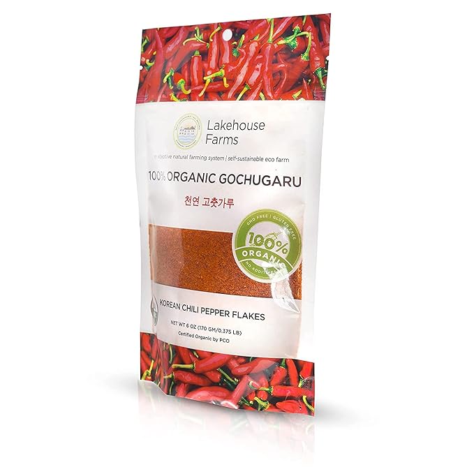Lakehouse Farms 100% Organic Korean Chili Pepper Flakes/Powder (Gochugaru) - The Only U.S. Grown Organic Certified Korean Pepper Flakes (1 Pound - Fine)