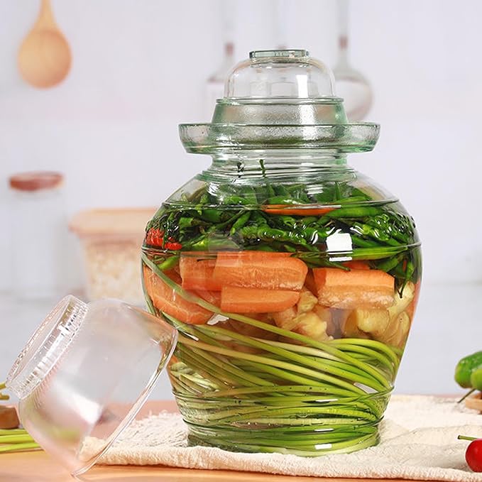 Vencer Traditional Glass Fermenting Jar 5 Liter With Lid, Glass Fermentation Tank for Pickling Kimchi Sauerkraut,VHF-002