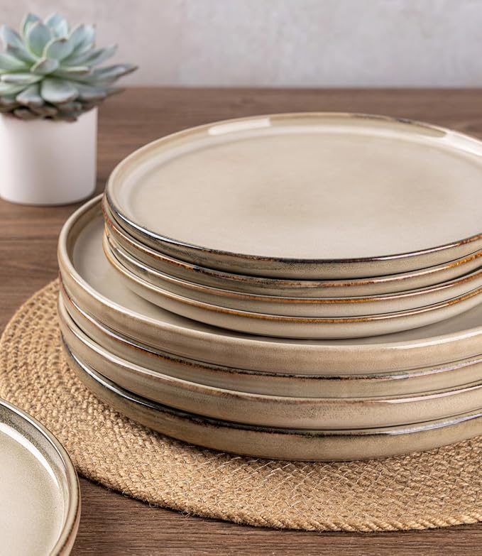 AmorArc Ceramic Plates Set of 6, 8.5 Inch Reactive Glaze Stoneware Plates set, Dessert, Salad, Appetizer, Small Dinner, Microwave, Dishwasher Safe, Scratch Resistant Dishes Set for Kitchen