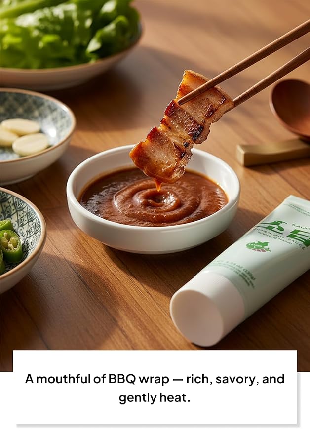 Korean Food Saudeep Ssamjang Flavor Dipping Sauce, Korean Seasoned Soybean Paste Flavor Sauce with Mild Heat, Sweet & Savory Umami Taste, Versatile Sauce for Meat, Vegetables & Rice, 4.23 oz