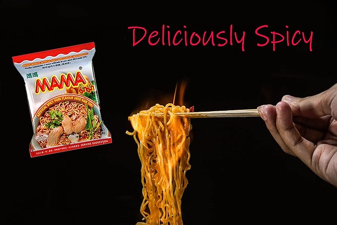 MAMA Ramen Style Instant Oriental Noodles Spicy Pork Flavor 10 Pack