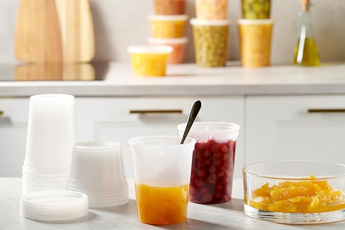 24 Pack -32 Oz Plastic Deli Containers with Lids - Food Storage Containers with Lids - Clear Disposable Airtight Meal Prep Containers, BPA Free, Stackable, Leakproof, Microwave and Freezer Safe