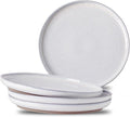 Ceramic Dinner Plates Set of 4 with High Edges, 10 Inch Glacier White Plates for Salad, Pasta and Steak, Oven＆Dishwasher Safe, Stoneware Plates with Matte Terracotta Base, Porcelain,Scratch Resistant