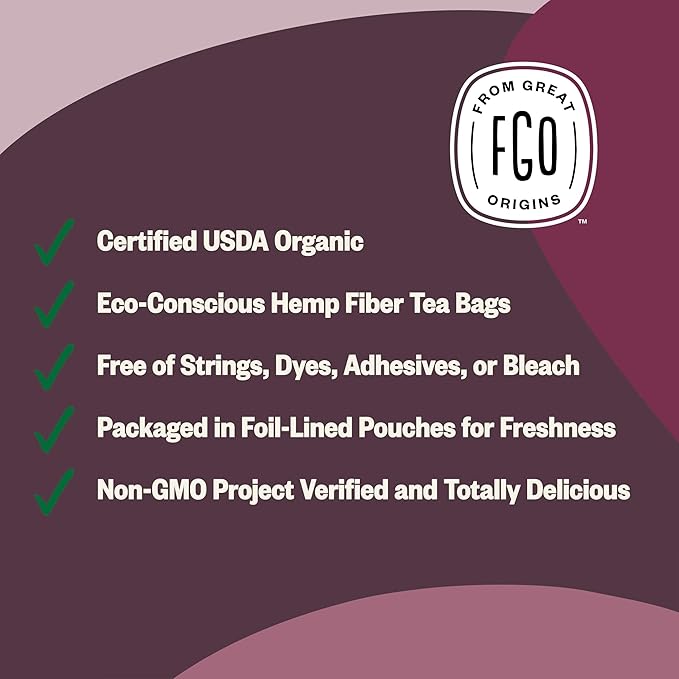 FGO Organic Rooibos Tea, 100 Count, Eco-Conscious Tea Bags, Caffeine Free, Packaging May Vary (Pack of 1)