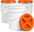 ePackageSupply 5 Gallon Bucket - Food Grade Bucket with Airtight Gamma Seal Screw-On Lid, BPA-Free, Heavy-Duty 90 Mil HDPE Plastic, Bulk Storage, Durable Container, Made in USA, White/Orange, 3 Packs