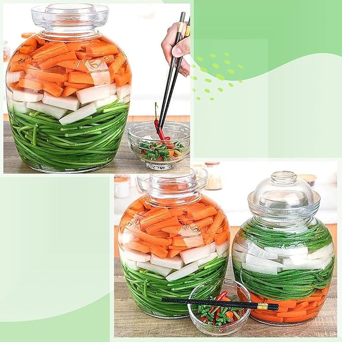 1.5L/2.5L/4.5L Glass Fermenting Jar, Large Capacity Sealed Pickle Jar, (C 4.5L/158oz)