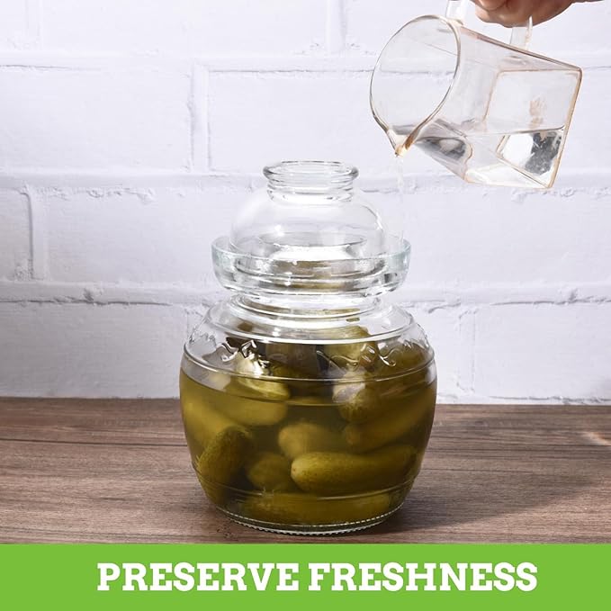 Glass Jar Fermentation Jar, 2.5L Pickle Jar with Water Seal Lid, Fermentation Kit Fermenter Starter Kit for Pickles, Wine Brewing, Pickling, Kimchi, Sauerkraut, Vegetables, Kombucha