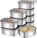 GIUOIDUO 20 PCS Food Storage Containers with Lids Airtight (10 Containers & 10 Lids)，stainless steel food containers leak proof storage box with lid Locking Food Storage Container freezer storage